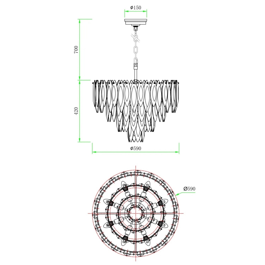 Globo - Κρεμαστός πολυέλαιος με καλώδιο 12xE14/40W/230V