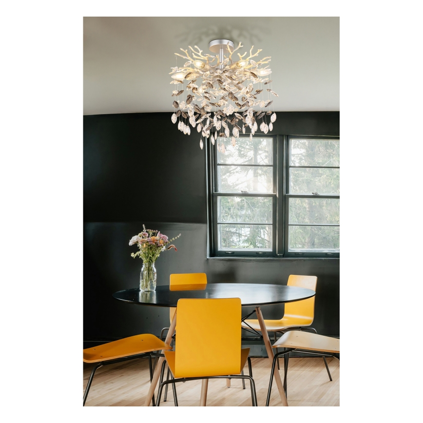 Globo - Πολυέλαιος σε ράβδο 6xE14/40W/230V ασημί