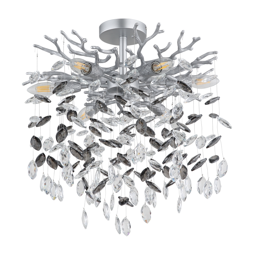 Globo - Πολυέλαιος σε ράβδο 6xE14/40W/230V ασημί