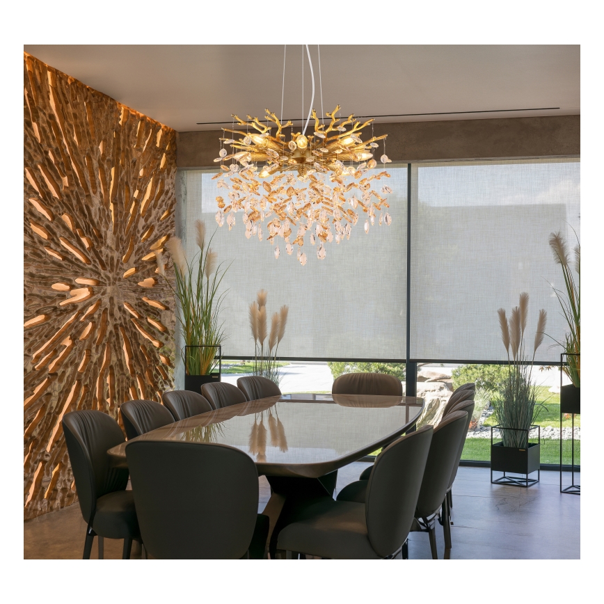 Globo - Κρεμαστό φωτιστικό με σύρμα ανάρτησης 8xE14/40W/230V χρυσό