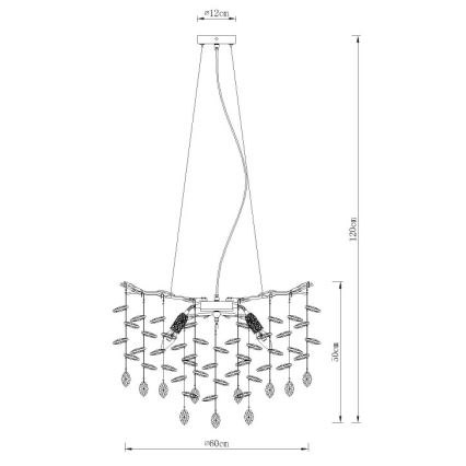 Globo - Κρεμαστό φωτιστικό με σύρμα ανάρτησης 8xE14/40W/230V χρυσό