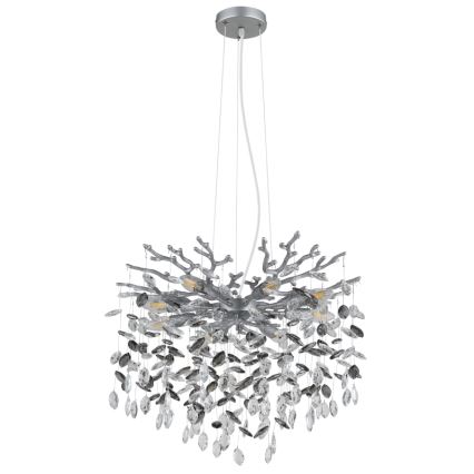Globo - Κρεμαστό φωτιστικό με καλώδιο 8xE14/40W/230V ασημί
