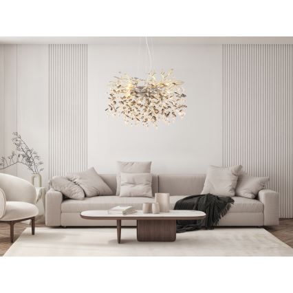 Globo - Κρεμαστός πολυέλαιος με καλώδιο 10xE14/40W/230V ασημί