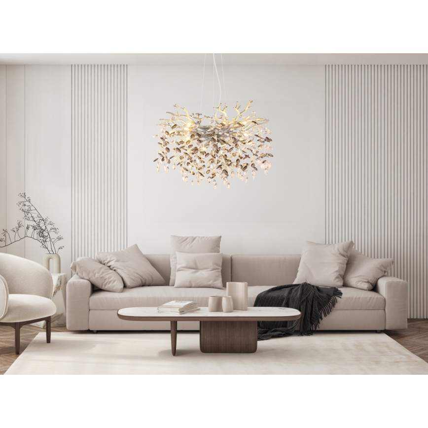 Globo - Κρεμαστός πολυέλαιος με καλώδιο 10xE14/40W/230V ασημί