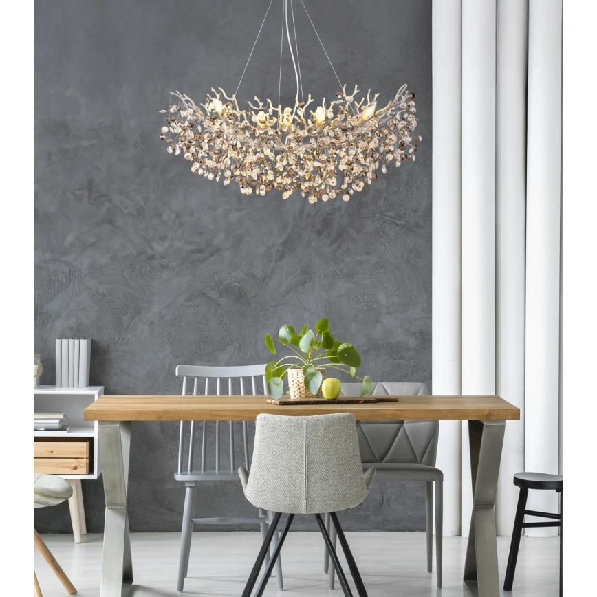 Globo - Κρεμαστό φωτιστικό με καλώδιο 10xE14/40W/230V ασημί