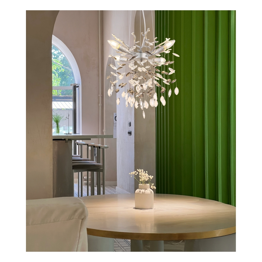 Globo - Κρεμαστό φωτιστικό με καλώδιο 4xE14/40W/230V σε ασημί απόχρωση