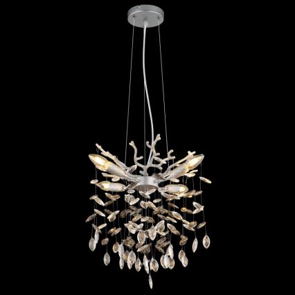 Globo - Κρεμαστό φωτιστικό με καλώδιο 4xE14/40W/230V σε ασημί απόχρωση