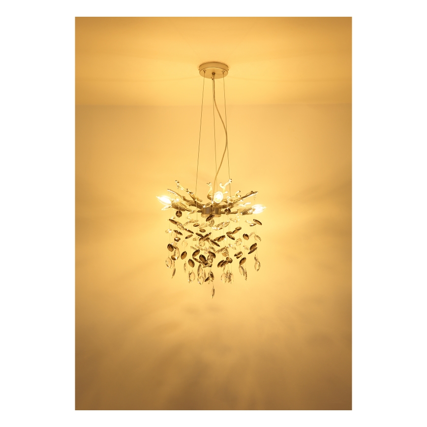 Globo - Κρεμαστό φωτιστικό με καλώδιο 4xE14/40W/230V σε ασημί απόχρωση