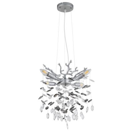 Globo - Κρεμαστό φωτιστικό με καλώδιο 4xE14/40W/230V σε ασημί απόχρωση