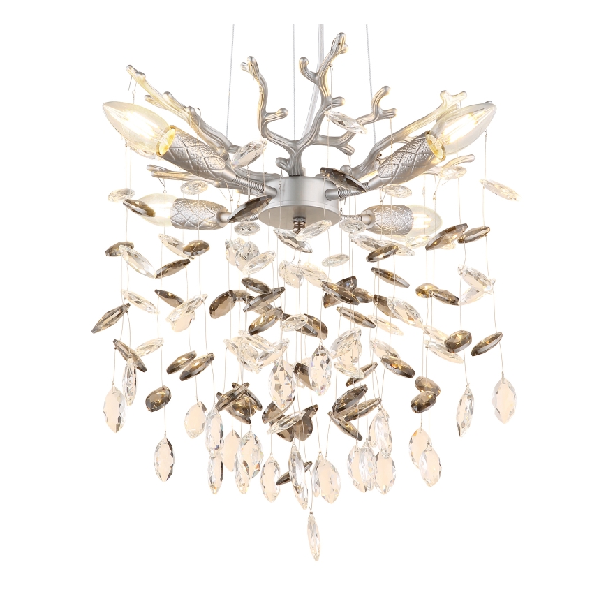 Globo - Κρεμαστό φωτιστικό με καλώδιο 4xE14/40W/230V σε ασημί απόχρωση