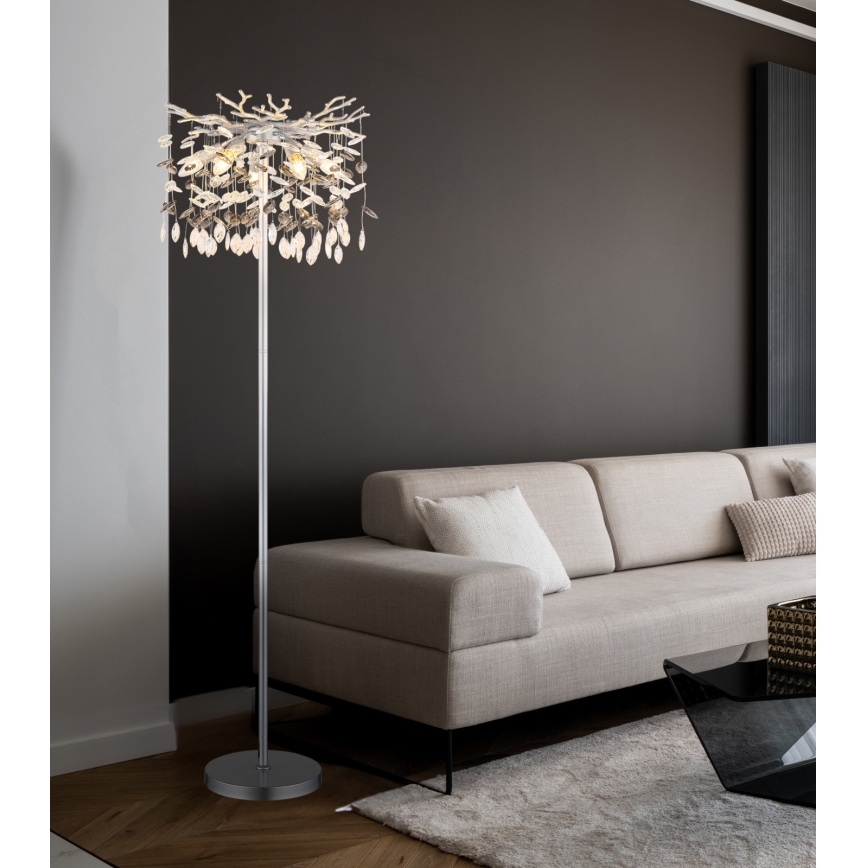 Globo - Φωτιστικό δαπέδου 5xE14/40W/230V ασημί