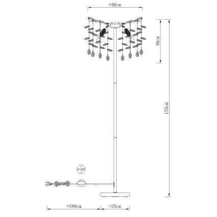 Globo - Φωτιστικό δαπέδου 5xE14/40W/230V ασημί
