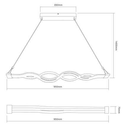 Globo - Πολύφωτο dimmer LED σε σχοινί 1xLED/30W/230V + τηλεχειριστήριο