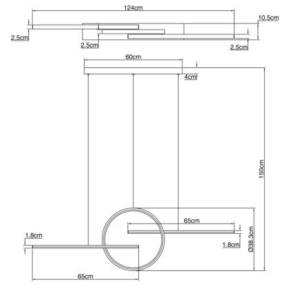 Globo - Πολύφωτο dimmer LED σε σχοινί LED/50W/230V + τηλεχειριστήριο