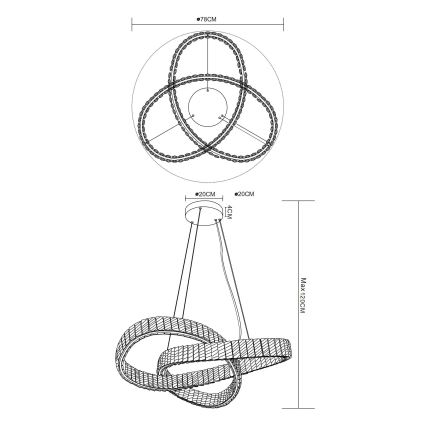 Globo - Ρυθμιζόμενο LED φωτιστικό οροφής με καλώδιο LED/110W/230V 2700-6000K διάμ. 78 εκ. + τηλεχειριστήριο