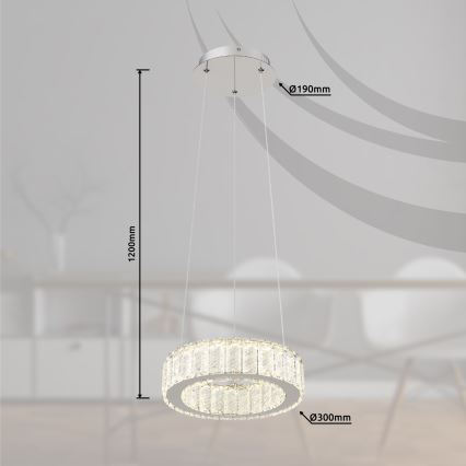 Globo - Led Dimmable κρεμαστό φωτιστικό οροφής LED/30W/230V 2700-6000K διάμετρος 30 cm + τηλεχειριστήριο