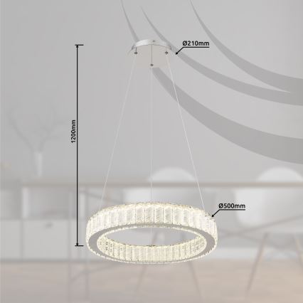 Globo - Led Dimmable κρεμαστό φωτιστικό οροφής LED/50W/230V 2700-6000K διάμετρος 50 cm + τηλεχειριστήριο