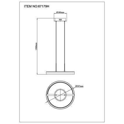 Globo -  Κρεμαστό φωτιστικό οροφής LED LED/40W/230V 3000/4000/6000K διάμετρος 39,7 cm καφέ