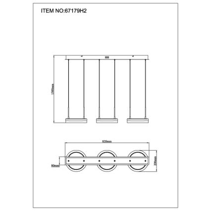 Globo - Κρεμαστό φωτιστικό LED με καλώδιο ανάρτησης, 40W, 230V, 3000/4000/6000K