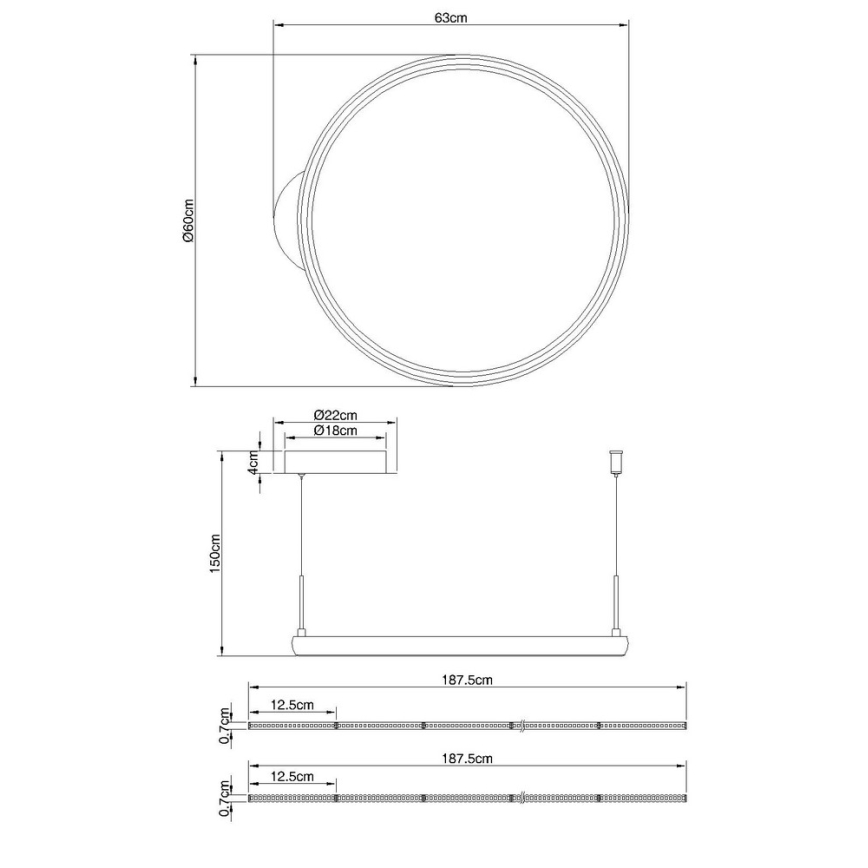 Globo - Led Dimmable κρεμαστό φωτιστικό οροφής LED/36W/230V 2700-6000K μαύρο + τηλεχειριστήριο