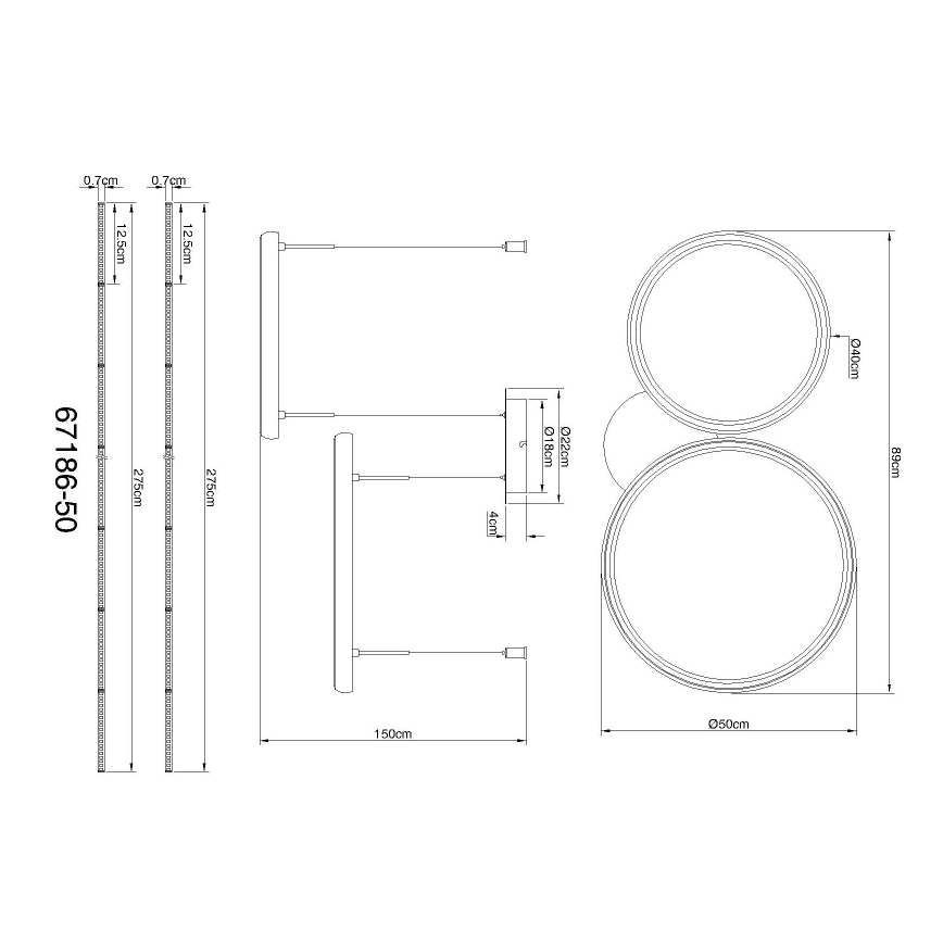 Globo - Led Dimmable κρεμαστό φωτιστικό οροφής LED/50W/230V 2700-6000K μαύρο + τηλεχειριστήριο