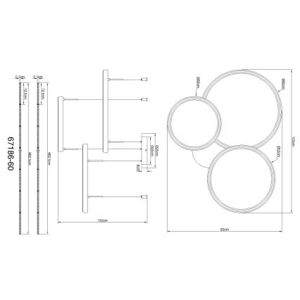 Globo - Led Dimmable κρεμαστό φωτιστικό οροφής LED/55W/230V 2700-6000K μαύρο + τηλεχειριστήριο