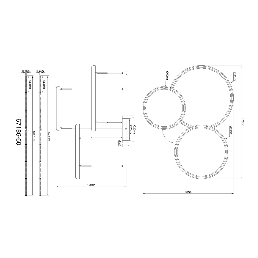 Globo - Led Dimmable κρεμαστό φωτιστικό οροφής LED/55W/230V 2700-6000K μαύρο + τηλεχειριστήριο