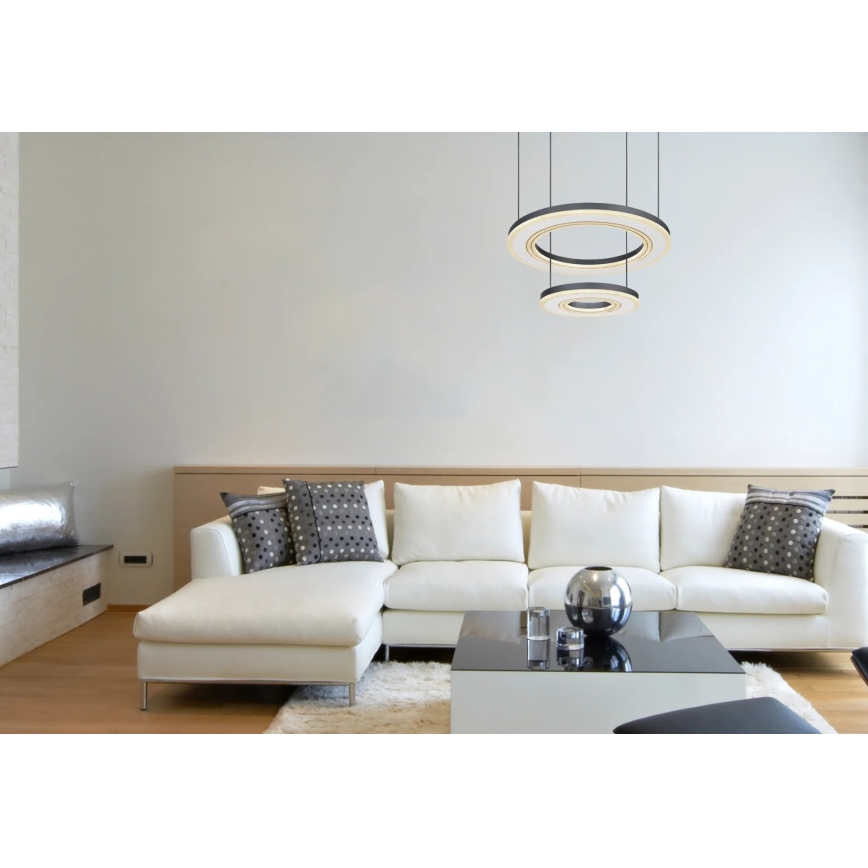 Globo - Led Dimmable κρεμαστό φωτιστικό οροφής LED/50W/230V 2700-6000K διάμετρος 50 cm μαύρο + τηλεχειριστήριο