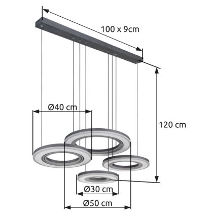 Globo - Led Dimmable κρεμαστό φωτιστικό οροφής LED/80W/230V 2700-6000K μαύρο + τηλεχειριστήριο