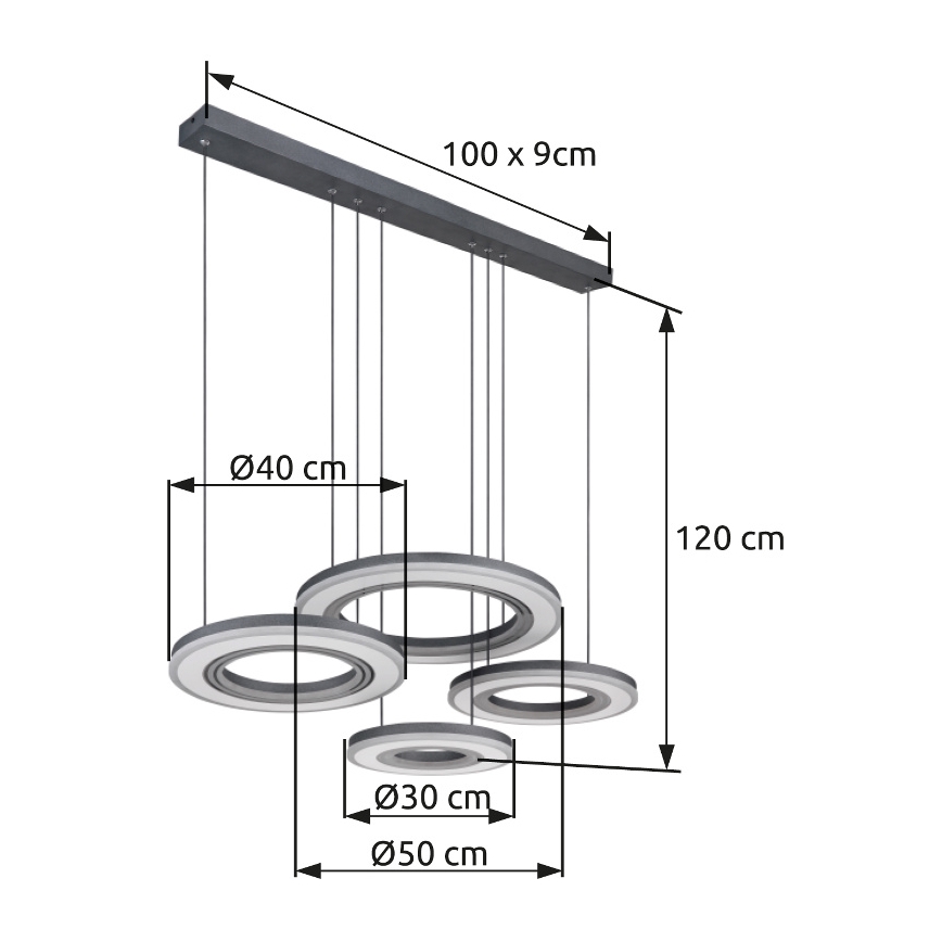 Globo - Led Dimmable κρεμαστό φωτιστικό οροφής LED/80W/230V 2700-6000K μαύρο + τηλεχειριστήριο