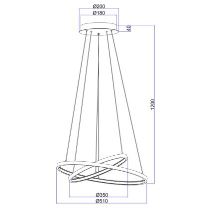 Globo - Led Dimmable κρεμαστό φωτιστικό οροφής 2xLED/21W/230V