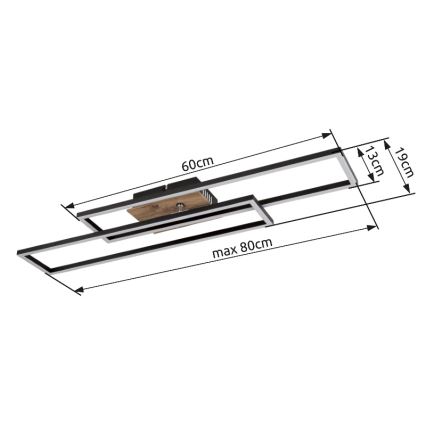 Globo - Φωτιστικό οροφής LED LED/30W/230V 3000K 60x80 cm μαύρο