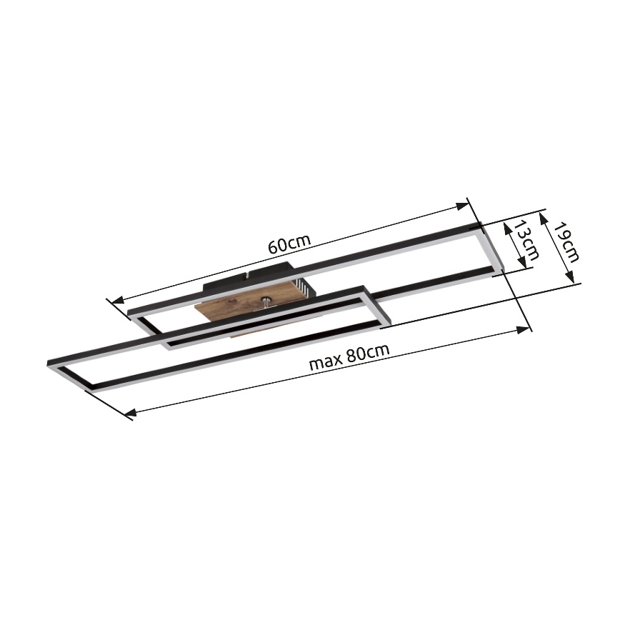 Globo - Φωτιστικό οροφής LED LED/30W/230V 3000K 60x80 cm μαύρο