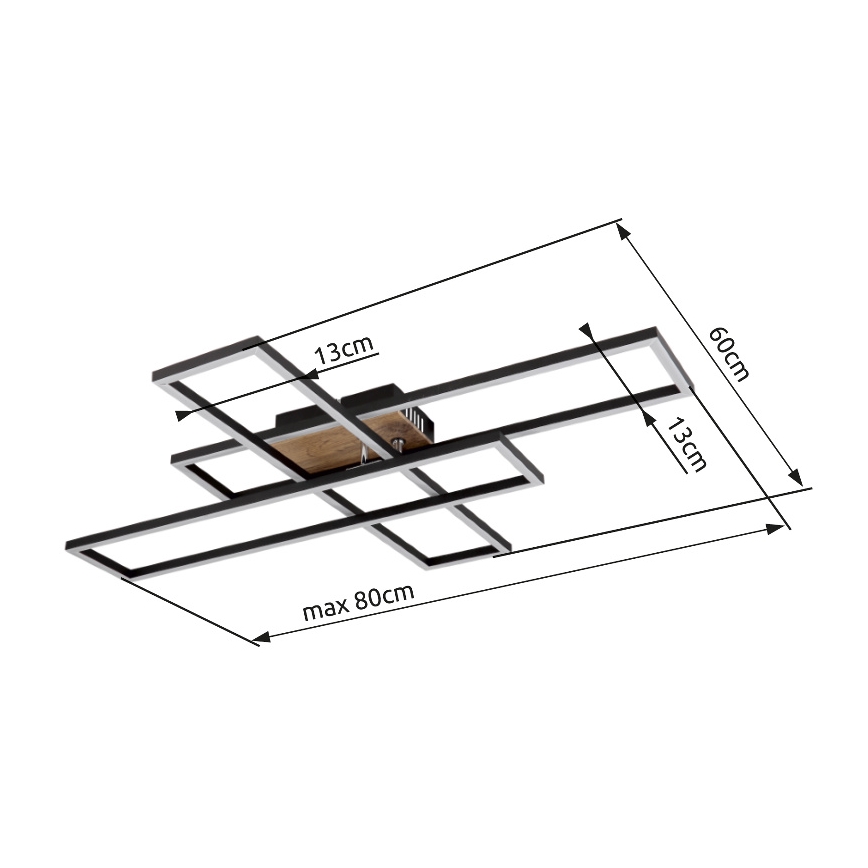 Globo - Φωτιστικό οροφής LED LED/40W/230V 3000K 60x80 cm μαύρο