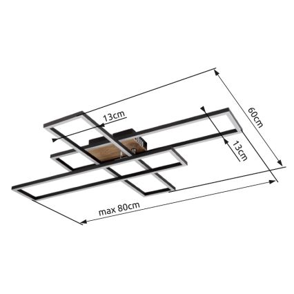 Globo - Φωτιστικό οροφής LED LED/40W/230V 3000K 60x80 cm μαύρο