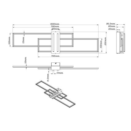 Globo - Φωτιστικό οροφής LED LED/40W/230V 3000K 25x100 cm μαύρο