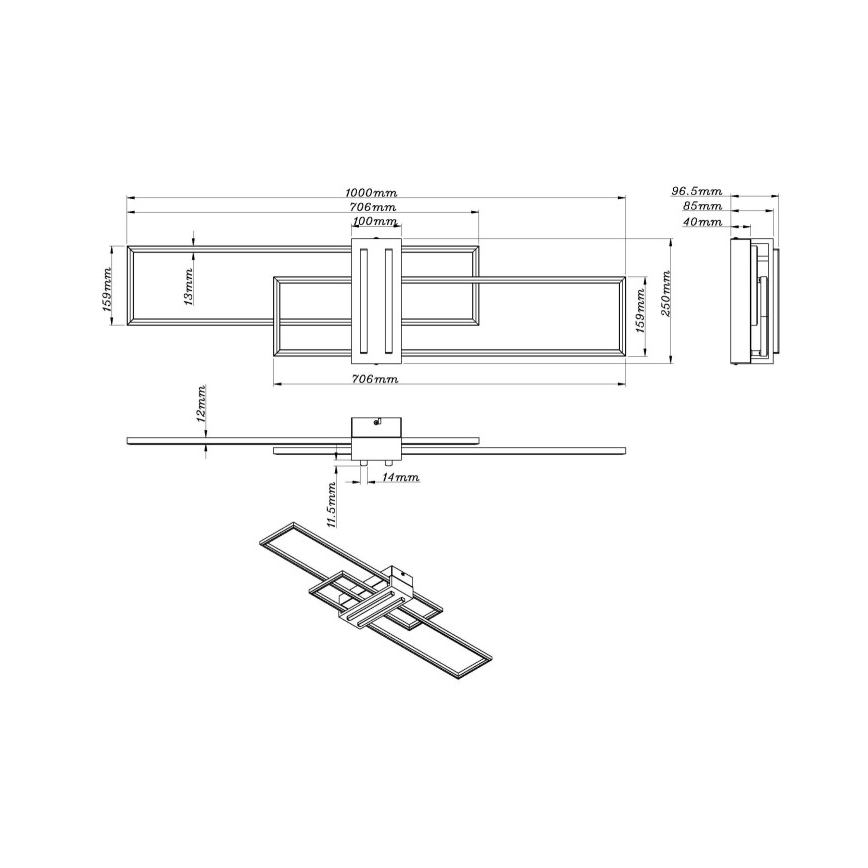 Globo - Φωτιστικό οροφής LED LED/40W/230V 3000K 25x100 cm μαύρο