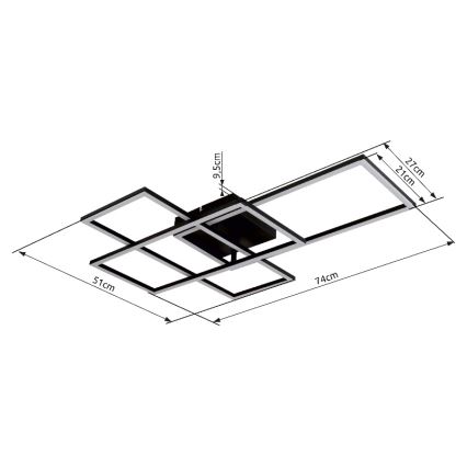 Globo - Ρυθμιζόμενο LED φωτιστικό οροφής LED/40W/230V 2700-6500K 51x74 εκ. Wi-Fi Tuya + τηλεχειριστήριο