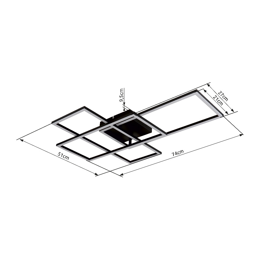 Globo - Ρυθμιζόμενο LED φωτιστικό οροφής LED/40W/230V 2700-6500K 51x74 εκ. Wi-Fi Tuya + τηλεχειριστήριο