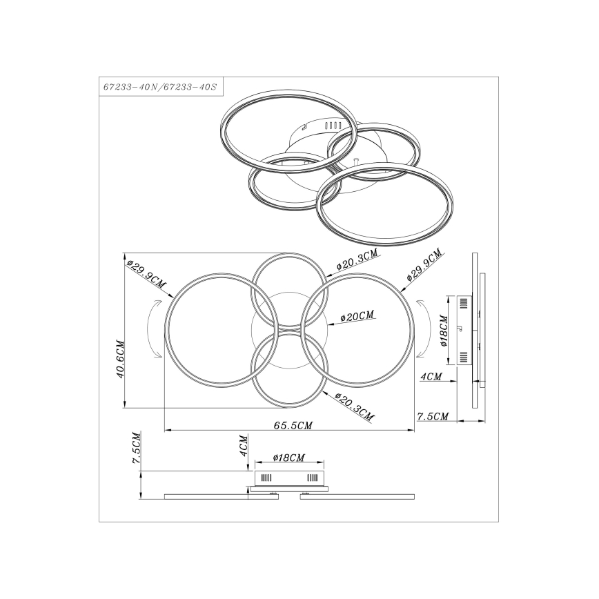 Globo - Σταθερό πολύφωτο LED LED/40W/230V