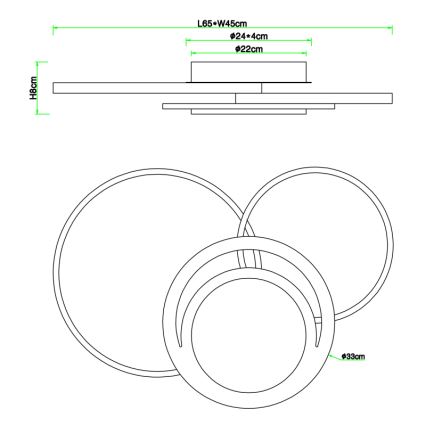 Globo - LED Φωτιστικό οροφής LED/40W/230V