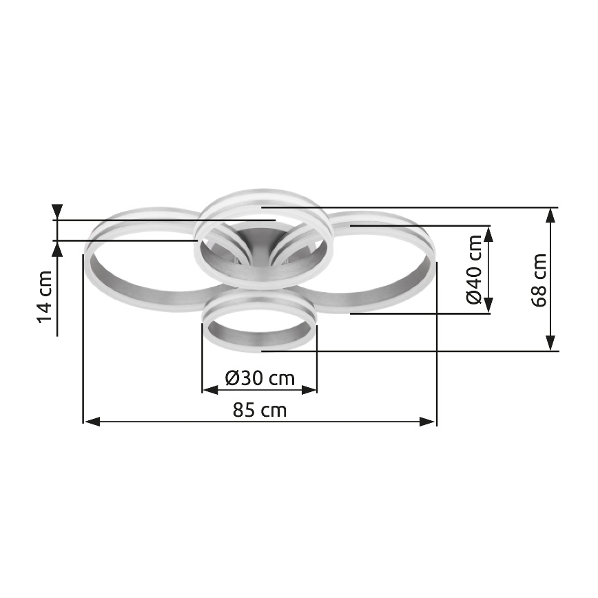 Globo - Ρυθμιζόμενο LED φωτιστικό οροφής LED/90W/230V 2700-6000K 68x85 εκ. με τηλεχειριστήριο