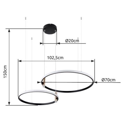 Globo - Led Dimmable κρεμαστό φωτιστικό οροφής LED/55W/230V 2700-6000K μαύρο + τηλεχειριστήριο