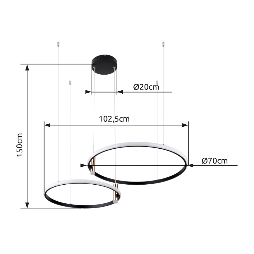 Globo - Led Dimmable κρεμαστό φωτιστικό οροφής LED/55W/230V 2700-6000K μαύρο + τηλεχειριστήριο