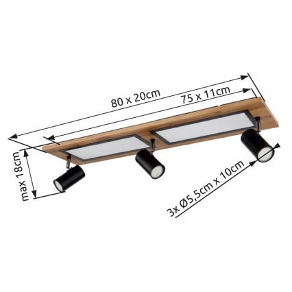 Globo - LED Σποτ LED/24W/230V + 3xGU10/5W