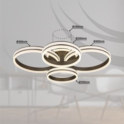 Globo - LED Dimmable φωτιστικό οροφής LED/90W/230V 2700K-6000K + τηλεχειριστήριο