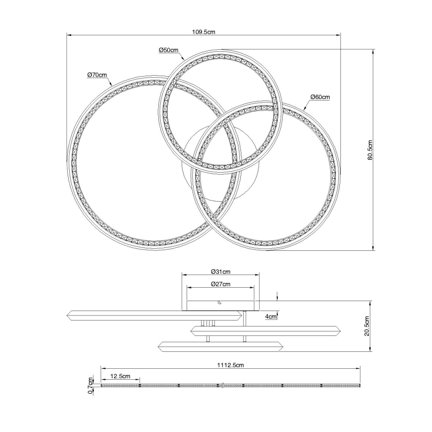 Globo - Ρυθμιζόμενο φωτιστικό οροφής LED/72W/230V 2700-6000K 50x75 cm + με τηλεχειριστήριο