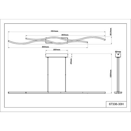 Globo -  Κρεμαστό φωτιστικό οροφής LED LED/30W/230V 3000K μαύρο