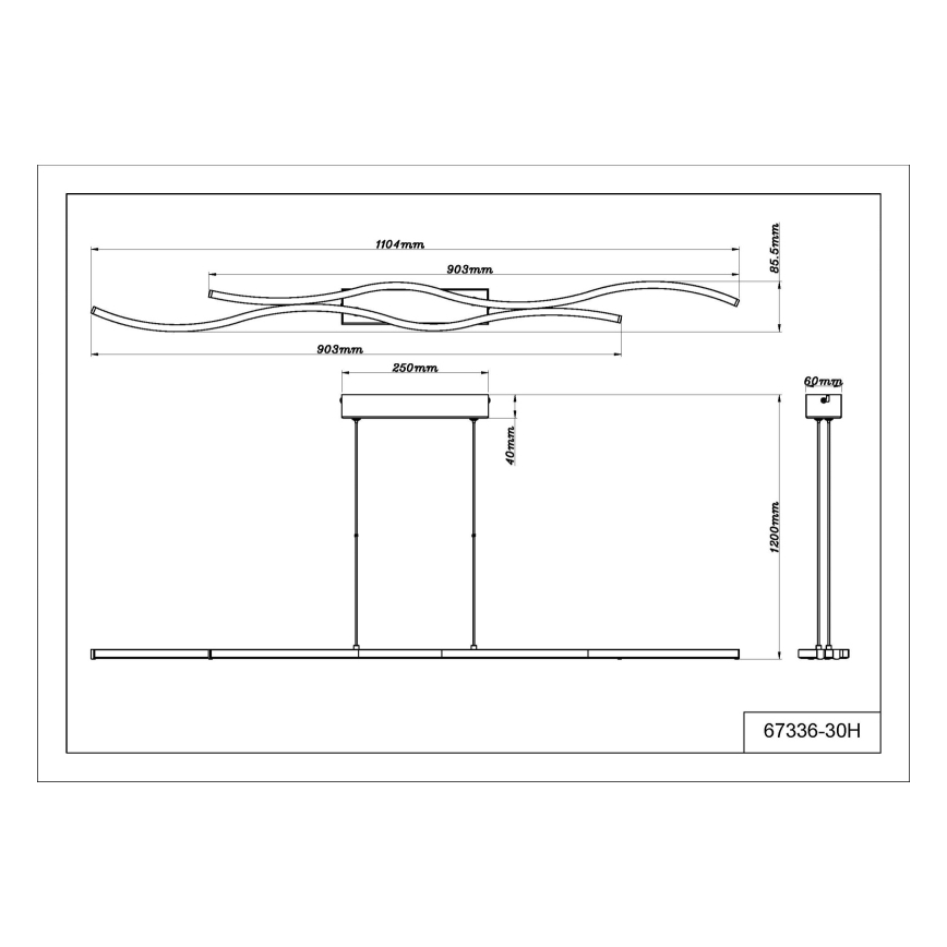 Globo -  Κρεμαστό φωτιστικό οροφής LED LED/30W/230V 3000K μαύρο
