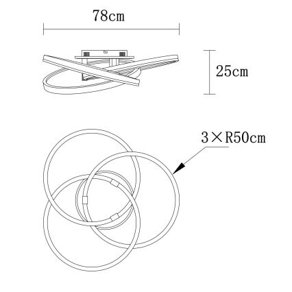 Globo - Ρυθμιζόμενο φωτιστικό οροφής LED/75W/230V 2700-6000K Ø 78 cm + τηλεχειριστήριο